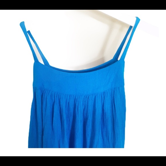 NWT GAP Crinkle Cut Sleeveless Midi Dress With Front Tie Belt Blue Size XS - Picture 9 of 11